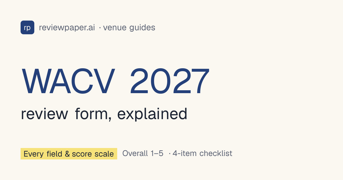 WACV 2027 review form: every field, score scale and checklist item ...